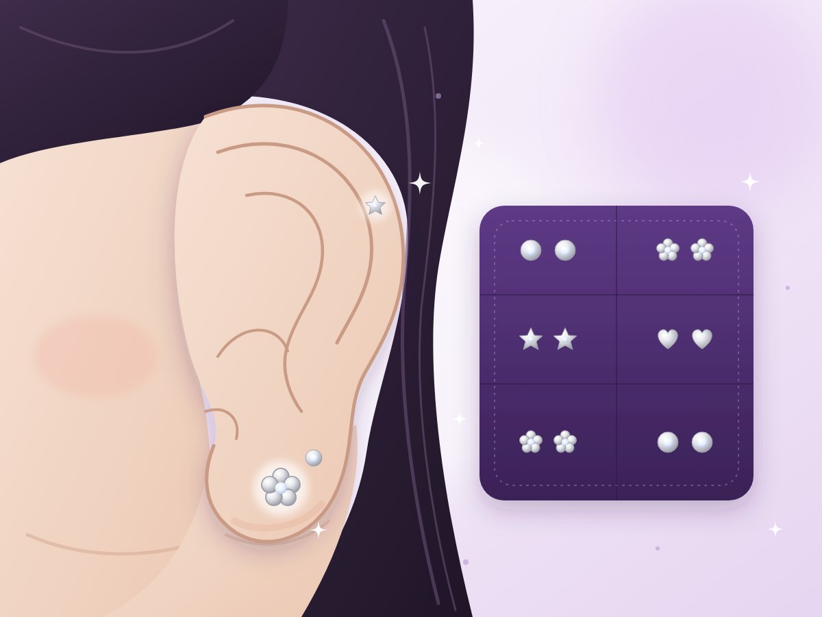 Ear Piercing with Silver Studs